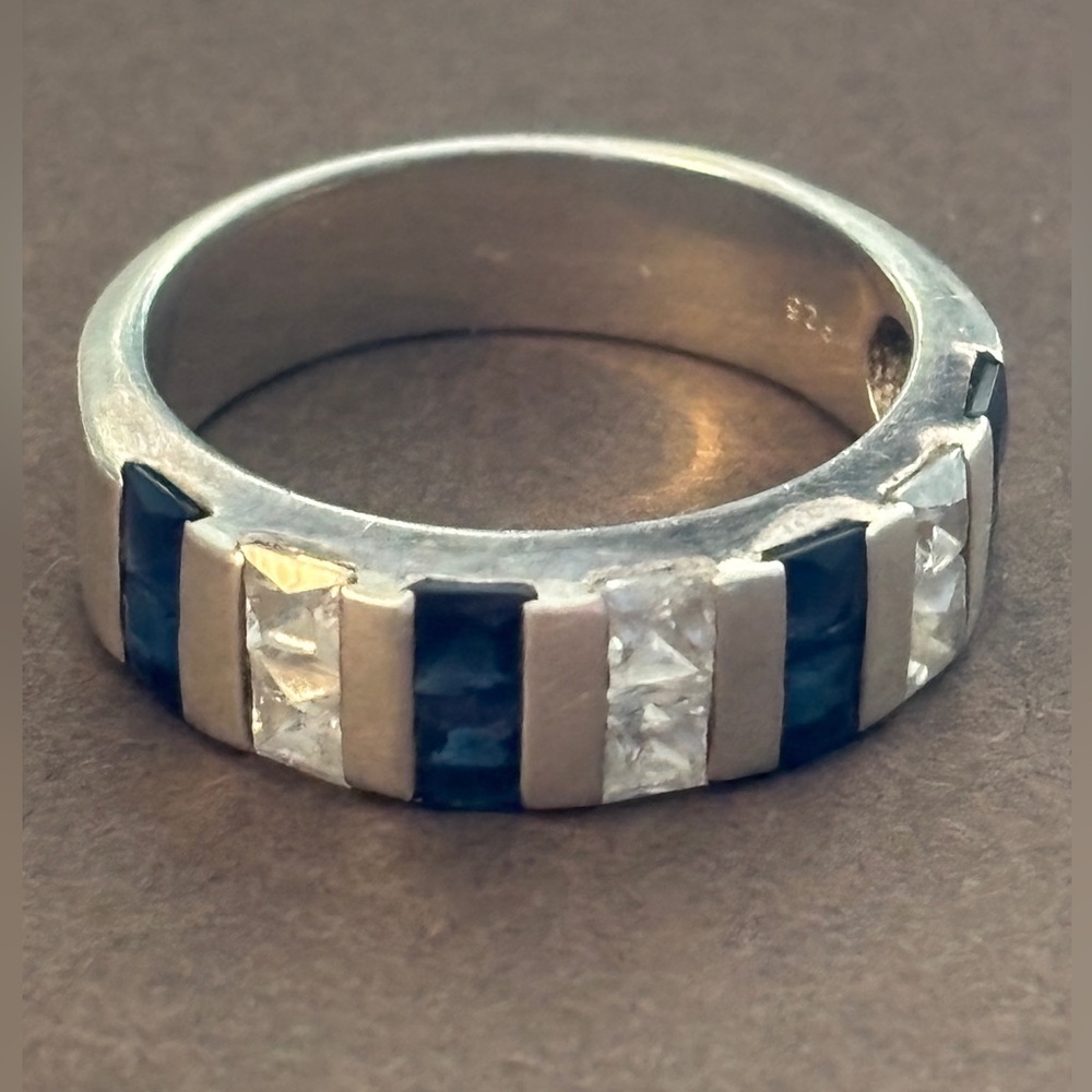 Elegant Sterling Silver and Blue Gemstone Women's Ring